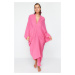 Trendyol Fuchsia Wide Fit Maxi Woven Gathered Beach Dress