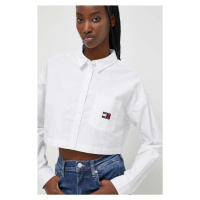 Košile Tommy Jeans bílá barva, relaxed, s klasickým límcem, DW0DW17345