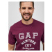 Vínové pánské tričko s potiskem GAP New York City