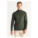 ALTINYILDIZ CLASSICS Men's Khaki Standard Fit Normal Cut Half Turtleneck Knitwear Sweater.