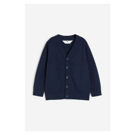 H & M - Propínací svetr z jemně pletené bavlny - modrá H&M