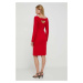 Šaty Sisley červená barva, midi