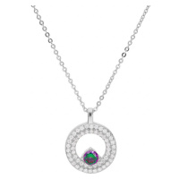 Brilio Silver Zářivý stříbrný náhrdelník s duhovým topazem Mystic Stone MP04957A (řetízek, přívě