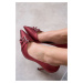 NİŞANTAŞI SHOES Smarty Burgundy Patterned Belt Detail Women's Thin Heeled Shoes