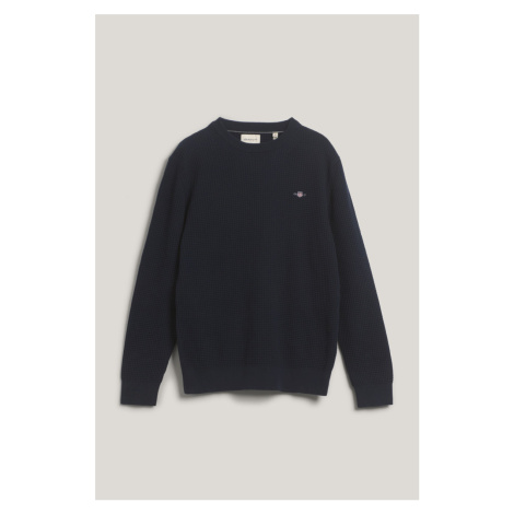 SVETR GANT TEXTURED COTTON C-NECK EVENING BLUE