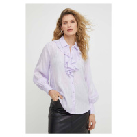 Košile Bruuns Bazaar dámská, fialová barva, regular, s klasickým límcem