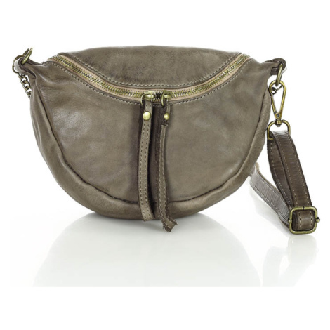 Dámská kožená crossbody kabelka Mazzini MM61 tmavě béžová Marco Mazzini handmade