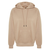 Trendyol Thick Mink, Fleece Inside Oversize/Wide Fit with a Hooded Basic Knitted Sweatshirt