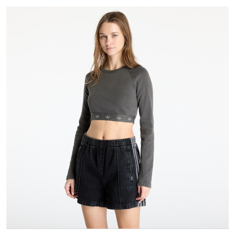 Top adidas Ribbed Longsleeve Crop Top Black