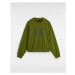 VANS Stadium French Terry Loose Crew Sweatshirt Women Green, Size