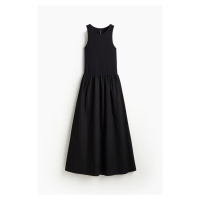 H & M - Šaty z žebrovaného žerzeje's popelínovou sukní - černá