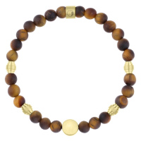 Manoki Korálkový náramek Ignazio - 6 mm Tygří Oko, chirurgická ocel BA1132GA Hnědá 20 cm