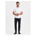 Men's knitted shirt with short sleeves and collared collar - white V1 OM-SHSS-0101