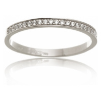 Dámský prsten z bílého zlata s čirými zirkony PR0478F + DÁREK ZDARMA