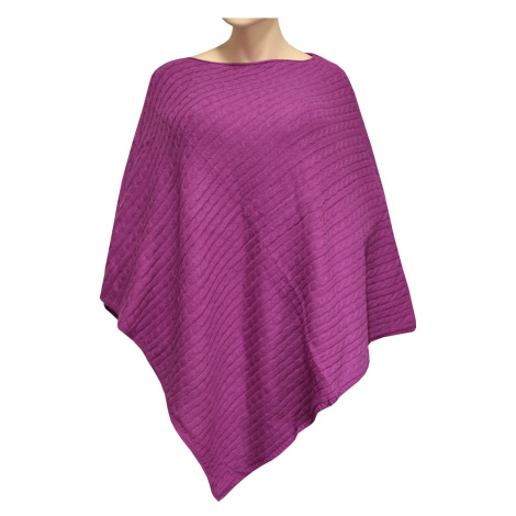 Lea Purple dámské pletené pončo tmavě růžová Italy