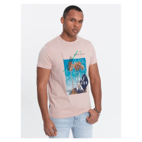 Ombre Men's printed cotton t-shirt California - pink