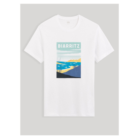 Bílé pánské tričko Celio Cevinty Biarritz