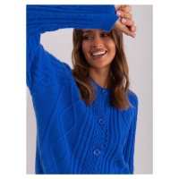Kobaltově modrý kabelový pletený svetr