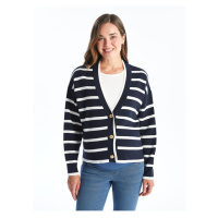 LC Waikiki V-Neck Striped Long Sleeve Women's Knitwear Cardigan