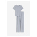 H & M - Žebrovaný pyžamový vršek a kalhoty - šedá