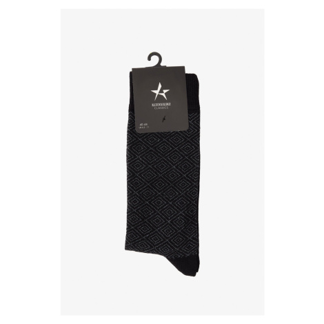 ALTINYILDIZ CLASSICS Men's Black-Grey Patterned Bamboo Cleat Socks AC&Co / Altınyıldız Classics