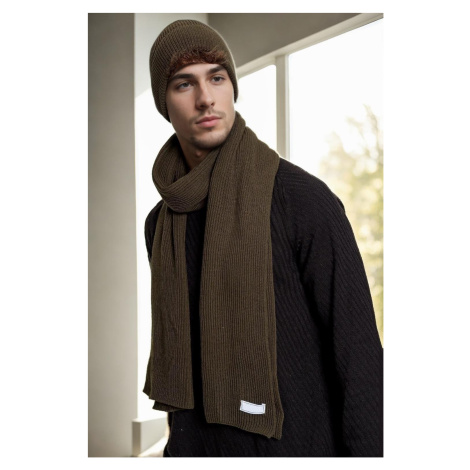 35261 Dewberry Mens Scarf Beret Set-Khaki