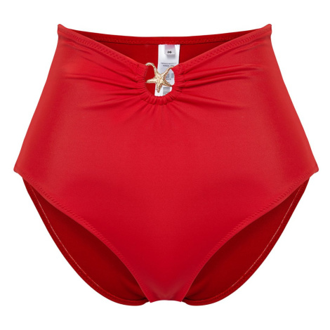 Trendyol Red*003 High Waist Regular Bikini Bottoms with Plain Panties