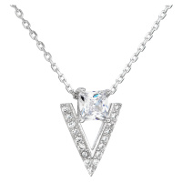 Evolution Group Stříbrný náhrdelník se zirkonem bílý trojúhelník 12007.1