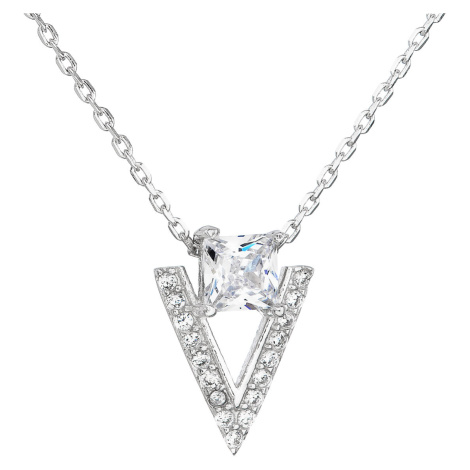 Evolution Group Stříbrný náhrdelník se zirkonem bílý trojúhelník 12007.1