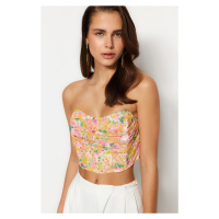 Trendyol Multicolored Floral Printed Tulle Bustier
