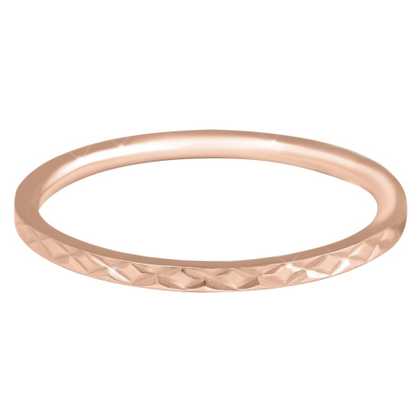 Troli Pozlacený minimalistický prsten z oceli s jemným vzorem Rose Gold 49 mm