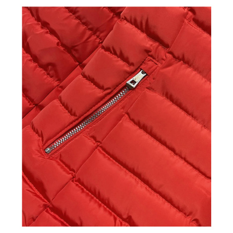 Červená prošívaná dámská bunda pro přechodné období (23063-8) J.STYLE