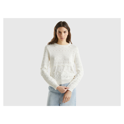 Benetton, Creamy White Knitted Sweater United Colors of Benetton