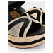 Tommy Hilfiger černé kožené na klínku sandály