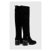 Semišové boty Tommy Hilfiger FEMININE SUEDE OVERKNEE BOOT dámské, černá barva, na podpatku, FW0F