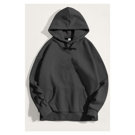 Mikina s Kapucí, Barva Železitě Šedá, s Potiskem The Dogfather Hedrix