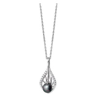 Preciosa Stříbrný přívěsek s řetízkem Touch of Luxury s černou říční perlou Preciosa