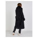 Černý dámský vlněný kabát z umělého kožíšku Guess Brenda