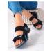 Krásné sandály dámské černé bez podpatku