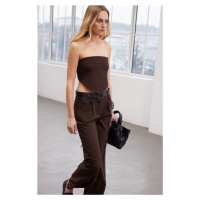 Trendyol Limited Edition Brown Strapless Woven Blouse