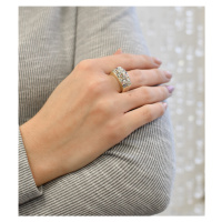 Evolution Group Stříbrný prsten s krystaly Swarovski mix barev zlatý 75012.3