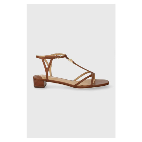 Kožené sandály Lauren Ralph Lauren Fallon dámské, hnědá barva, 8029200000000000