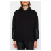 Trendyol Black Thick Fleece Inside Quilted Oversize/Wide-Cut Hoodie, Knitted Sweatshirt