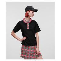 Tričko karl lagerfeld boucle polo t-shirt černá