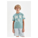 DEFACTO Boy's Crew Neck Printed Short Sleeve T-Shirt