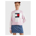 Tommy Jeans dámský růžovo-bílý svetr CHECKER FLAG
