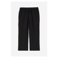 H & M - Natahovací kalhoty z lněné směsi - černá