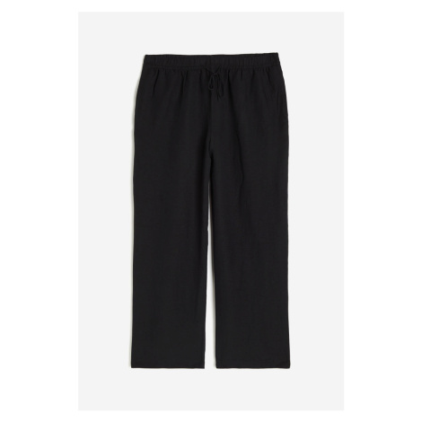H & M - Natahovací kalhoty z lněné směsi - černá H&M