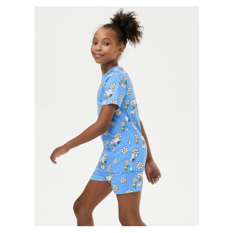 Modré holčičí vzorované pyžamo s motivem Snoopy Marks & Spencer