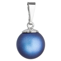 Evolution Group Stříbrný přívěšek s kulatou tmavě modrou matnou Swarovski perlou 34150.3